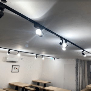 Eclairage spots LED sur rails en plafond restaurant Zone Pédebert à Soorts-Hossegor